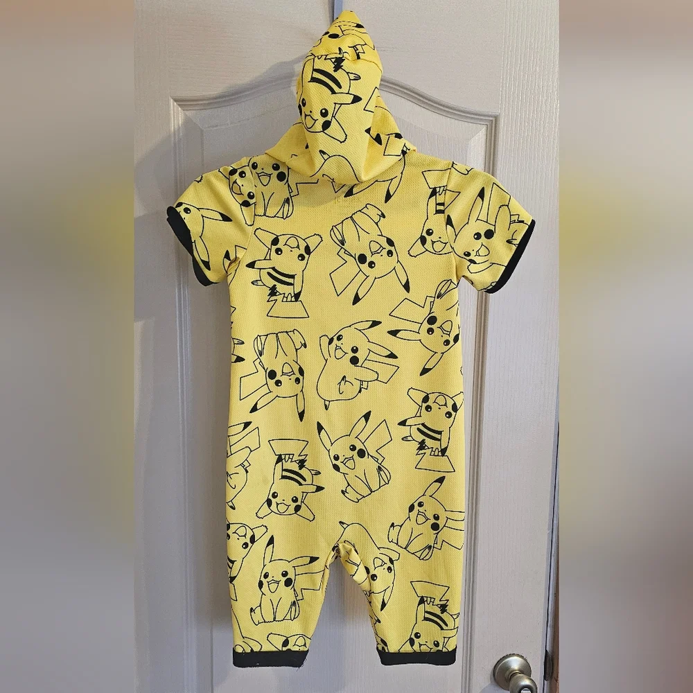 Pokemon Pikachu Pajama Romper XS 4/5 Short Sleeves Yellow And Black